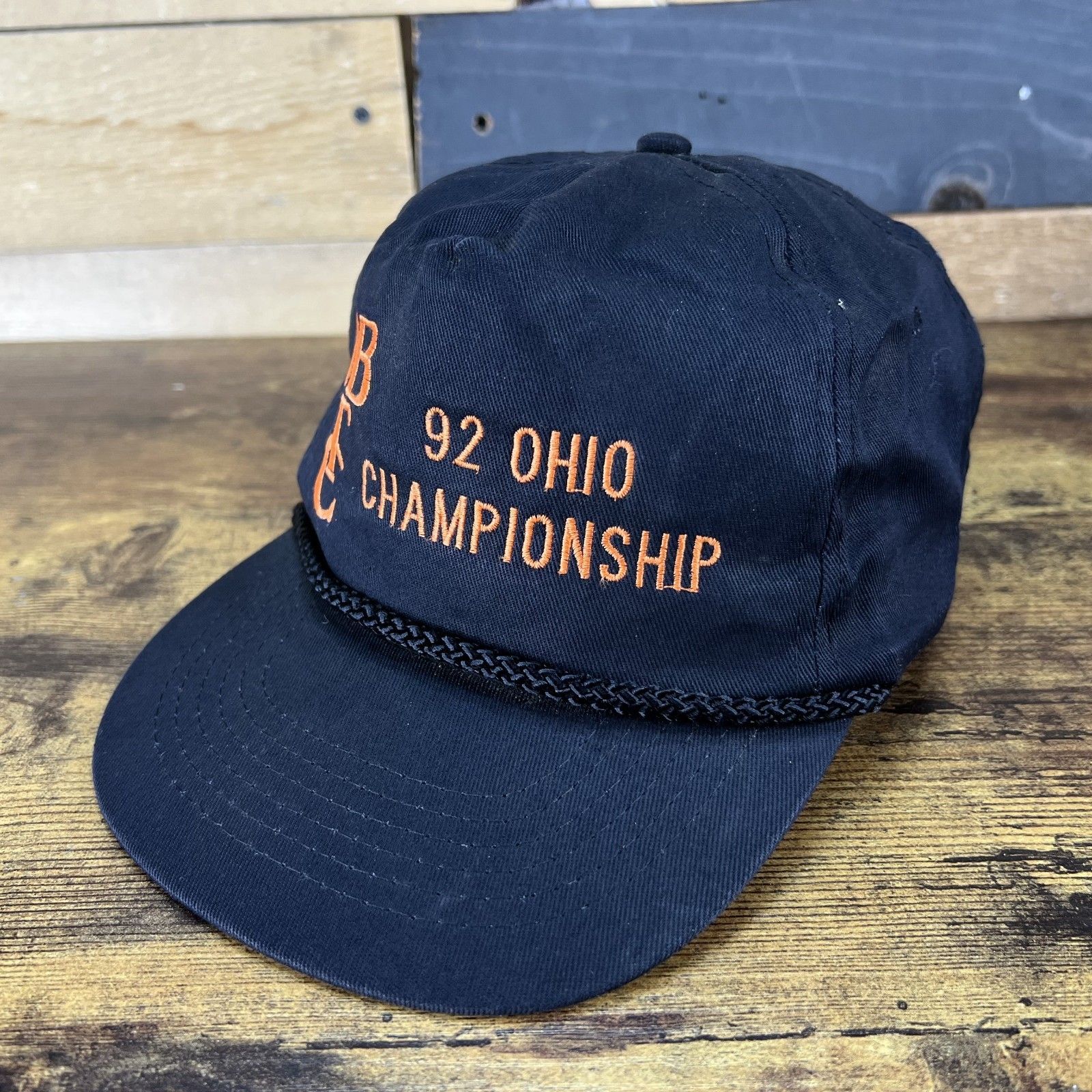 Obtc 92 Ohio Championship Rope Black Vintage Adjustable Hat Baseball Cap